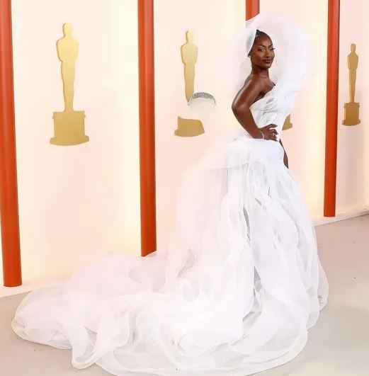 Photos Of Tems Stunning Outfit To The Oscars
